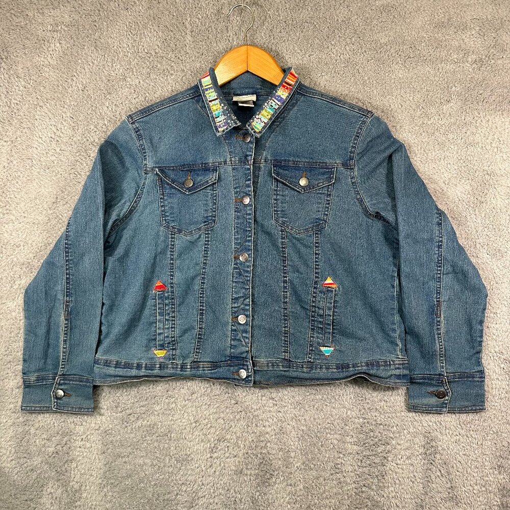 DISTINCT Jean Jacket Women's Designed Colorful‎ Denim Jacket